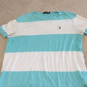 Men's Polo Striped Tee - Caribbean Blue/White (XL)
